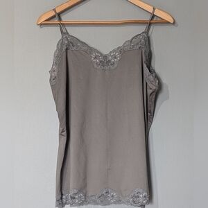 Y2K Ricki's Gray Lace-Trim Camisole Top Fairy Grunge Ethereal